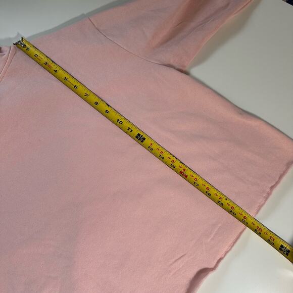 Selena Official NWT Women's Medium Como La Flor Pastel Pink Crop Graphic Hoodie - Picture 10 of 10